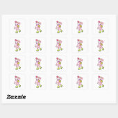 Rabbit with Roller skates Vierkante Sticker (Vel)