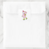 Rabbit with Roller skates Vierkante Sticker (Tas)