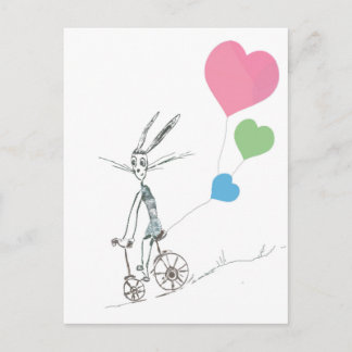 rabbit-with-Valentine-balloons-rides-a-bike.jpg Feestdagenkaart