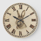 Rabbit Wooden Wall Clock Grote Klok (Voorkant)