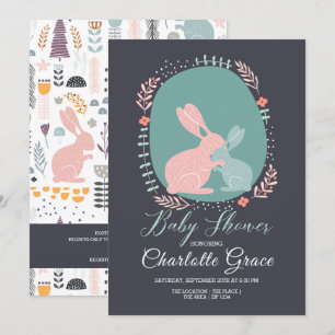 Rabbit Woodland Baby shower Kaart