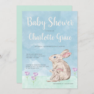 Rabbit Woodland Waterverf Unisex Baby shower Kaart