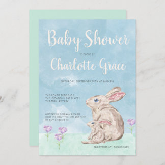 Rabbit Woodland Waterverf Unisex Baby shower Kaart