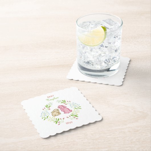 Rabbit Wreath Coaster Kartonnen Onderzetters (Insitu)