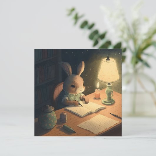 Rabbit Writing at Desk - (Staand voorkant)