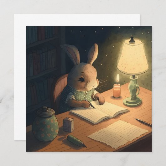 Rabbit Writing at Desk - (Voorkant / Achterkant)