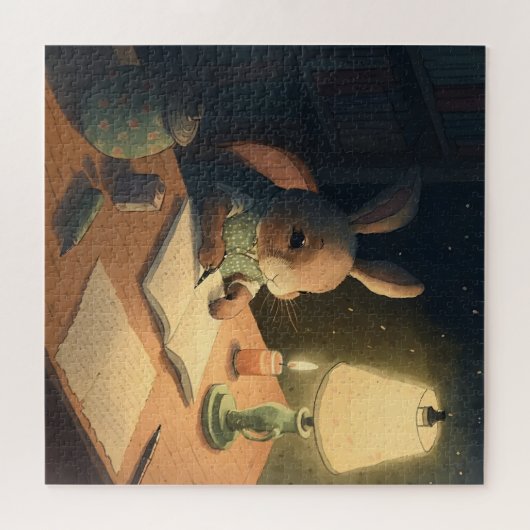 Rabbit Writing at Desk - Legpuzzel (Horizontaal)