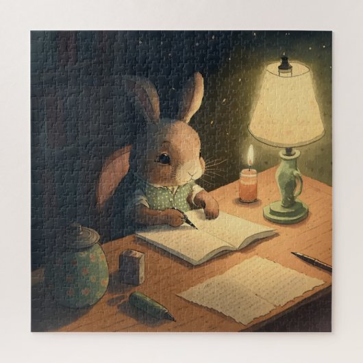 Rabbit Writing at Desk - Legpuzzel (Verticaal)