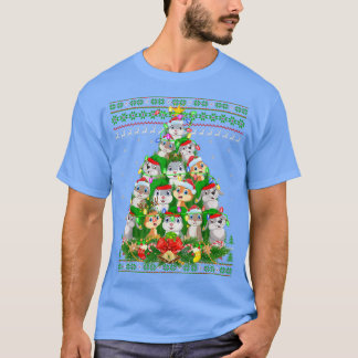 Rabbit Xmas Lighting Tree Santa Rabbit Ugly Christ T-shirt