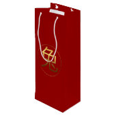 Rabbit Year Gold embossed Symbol Wine Gift Bag Wijn Cadeautas (Achterkant Gekanteld)