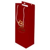 Rabbit Year Gold embossed Symbol Wine Gift Bag Wijn Cadeautas (Voorkant Gekanteld)