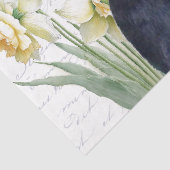 Rabbit Yellow Daffodil Flower French Script Craft Tissuepapier (Detail)