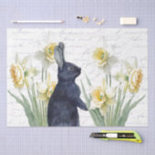 Rabbit Yellow Daffodil Flower French Script Craft Tissuepapier (Craft)