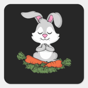 Rabbit Yoga Lover Women Bunny Gift Meditating Vierkante Sticker