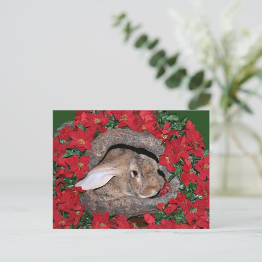 Rabbit yule log briefkaart (Staand voorkant)