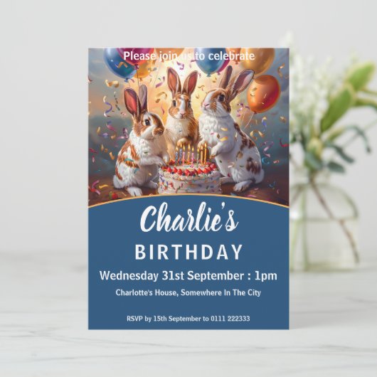 Rabbits Birthday Kaart (Staand voorkant)