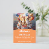 Rabbits Birthday Uitnodiging Briefkaart (Staand voorkant)
