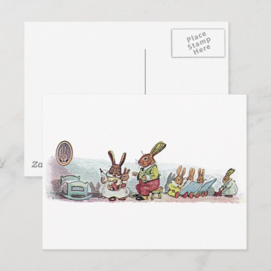 Rabbits Caring for Baby Bunny Briefkaart (Voorkant / Achterkant)
