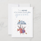 Rabbits en Robins Moederdag van Dochter Bedankkaart (Voorkant)