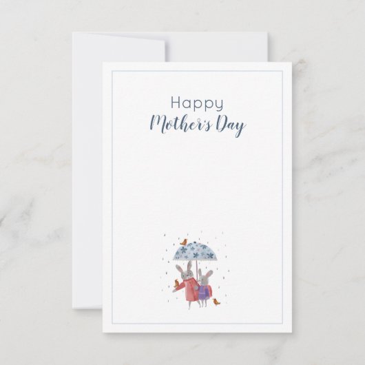 Rabbits en Robins Moederdag van Dochter Bedankkaart (Achterkant)