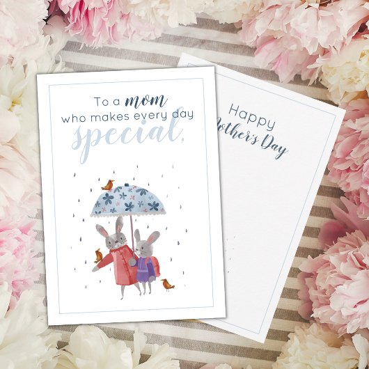 Rabbits en Robins Moederdag van Dochter Bedankkaart