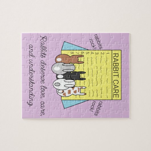 Rabbits lezen over Rabbit Care Legpuzzel (Horizontaal)