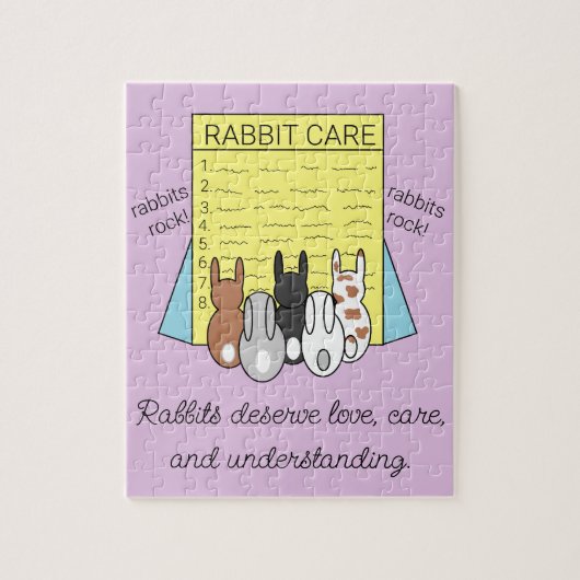 Rabbits lezen over Rabbit Care Legpuzzel (Verticaal)