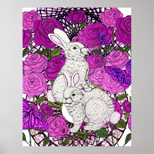 Rabbits Love Roses Poster (Voorkant)