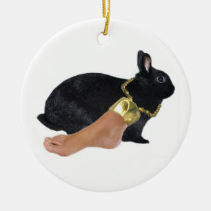 Rabbit's Lucky Human Foot Keramisch Ornament