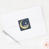 Rabbits on the moon vierkante sticker (Envelop)