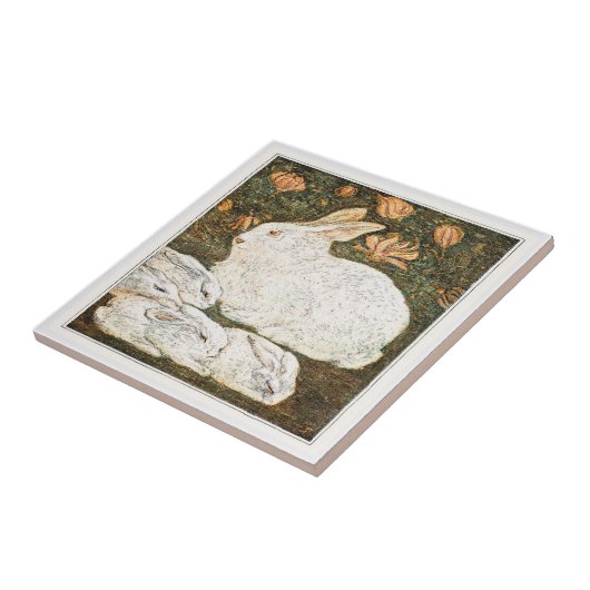 Rabbits Victoriaans kunst Tegeltje (Zijkant)