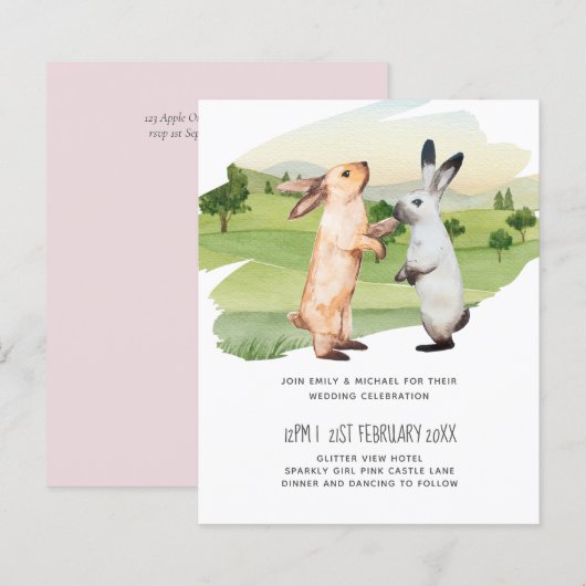 Rabbits Weddenschap Couple Country Garden (Voorkant / Achterkant)