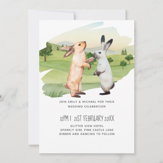 Rabbits Weddenschap Couple Country Garden (Voorkant)