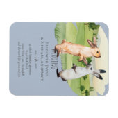 Rabbits Weddenschap Couple Country Garden Magneet (Horizontaal)