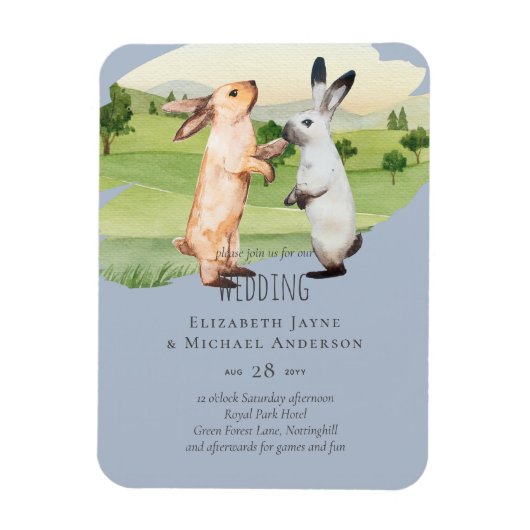 Rabbits Weddenschap Couple Country Garden Magneet (Verticaal)