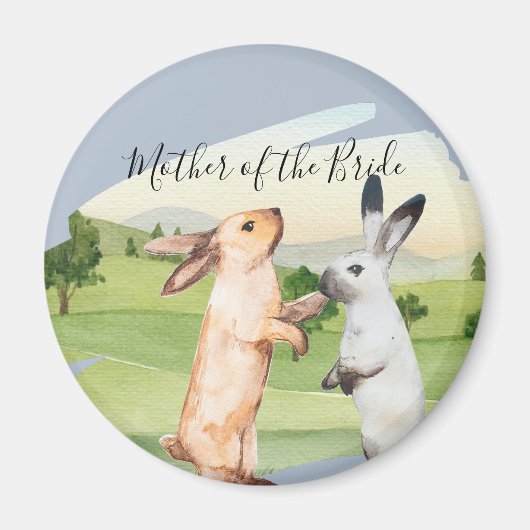 Rabbits Weddenschap Couple Country Garden Magneet (Voorkant)