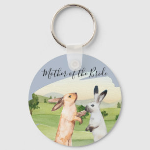 Rabbits Weddenschap Couple Country Garden Sleutelhanger