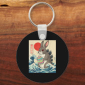 Rabbitzilla Bunny Vintage Japanse Kunst Grappige M Sleutelhanger (Voorkant)