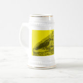 Rabe mit Wolf schwarz gelb Design Bierpul (Voorkant links)
