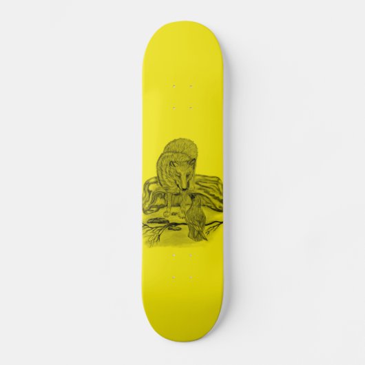 Rabe mit Wolf schwarz gelb Design Persoonlijk Skateboard (Voorkant)