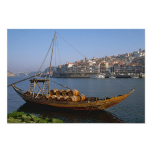 Rabelo Boats, Porto, Portugal Foto Afdruk