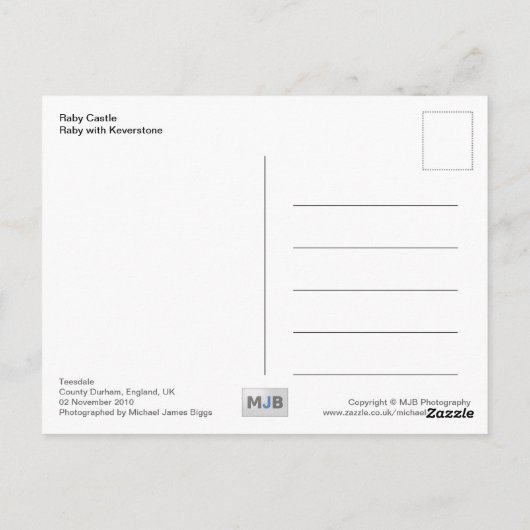 Raby Castle Briefkaart (Achterkant)