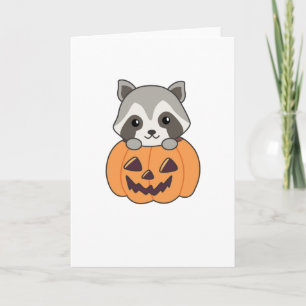 Raccin in Pumpkin Sweet Raccoon Happy Halloween Kaart