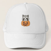 Raccin in Pumpkin Sweet Raccoon Happy Halloween Trucker Pet (Voorkant)