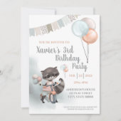 Raccin on scooter Birthday party Kaart (Voorkant)