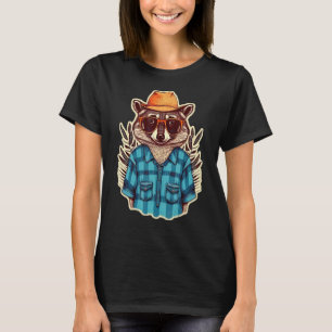 Raccon die een Pet en bril draagt T-shirt