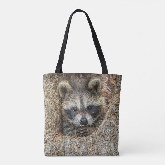 Raccon Nestled Inside a Tree Hollow Tote Bag (Achterkant)