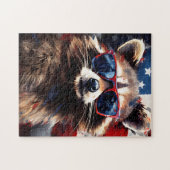 Raccoon 4 juli Onafhankelijkheidsdag Legpuzzel (Horizontaal)