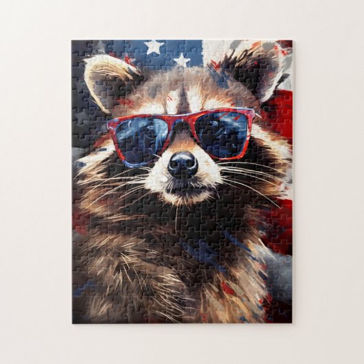 Raccoon 4 juli Onafhankelijkheidsdag Legpuzzel (Verticaal)