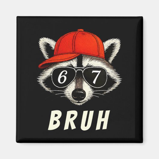 Raccoon 67 Bruh Six Seven Meme Racoon Orange Hat R Magneet (Voorkant)